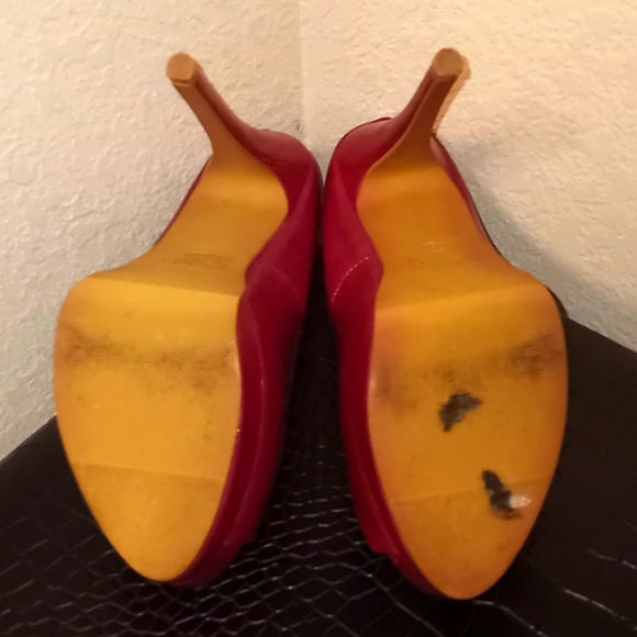 C Label Raspberry Snakeskin Stiletto Platform π - Picture 7 of 15